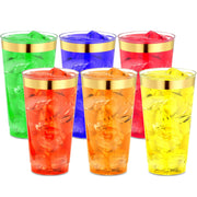 JoyServe 16 Oz Gold Clear Plastic Cups - (72 Count) Elegant Disposable Plastic Cups for Party, Gold Rimmed Fancy Tumblers for Drinks, Cocktail Parties, Birthdays, Baby Showers, Weddings and Events