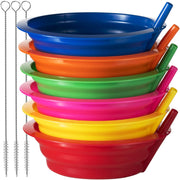 JoyServe Cereal Bowls with Straws for Kids (Set of 18-20-Ounce) BPA-Free Plastic Reusable Bowls with Built-In Straws for Children - Dishwasher and Microwave Safe, Includes 3 Cleaning Brushes