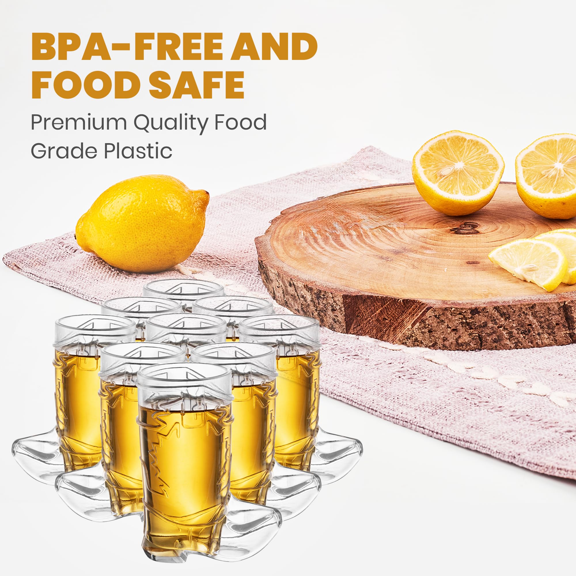 JoyServe Cowboy Boot Cups - 17oz Cowboy and Cowgirl Drink Mugs, Reusable BPA-Free Plastic Mug with Handle for Western Themed Rodeo Birthday Party Decorations and Supplies