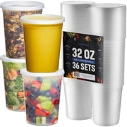 JoyServe 32 Oz Deli Food Containers with Lids - (72 Sets) Quart Airtight Plastic Food Storage for Takeout, Meal Prep, To-Go, Soup Freezer Containers with 72 Lids, BPA-Free, Dishwasher, Microwave Safe