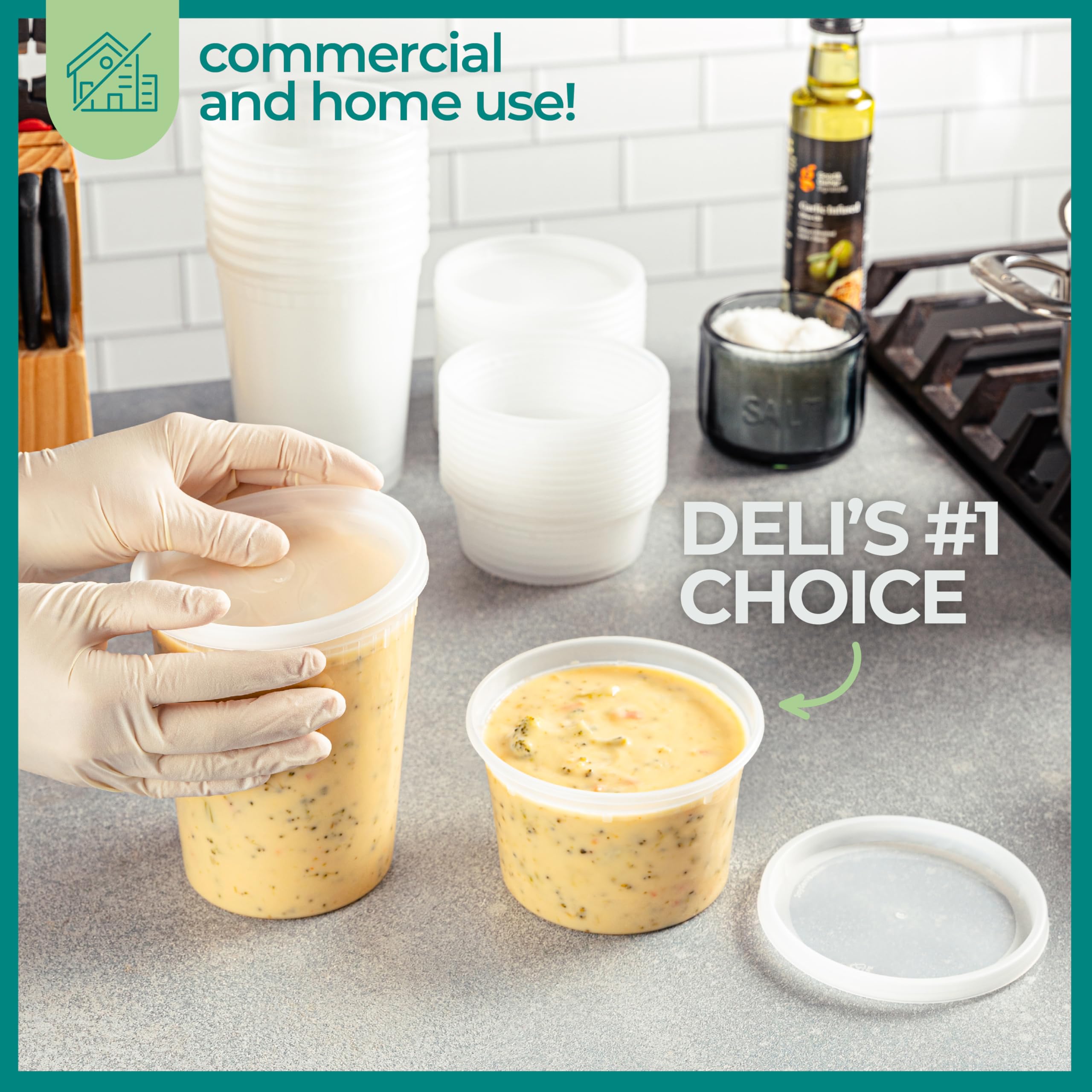 JoyServe Deli Food Containers with Lids - 32 Oz Quart Size & 24-16 Oz Pint Size Airtight Food Storage Takeout Meal Prep Containers with 54 Lids, BPA-Free, Dishwasher, Microwave Safe