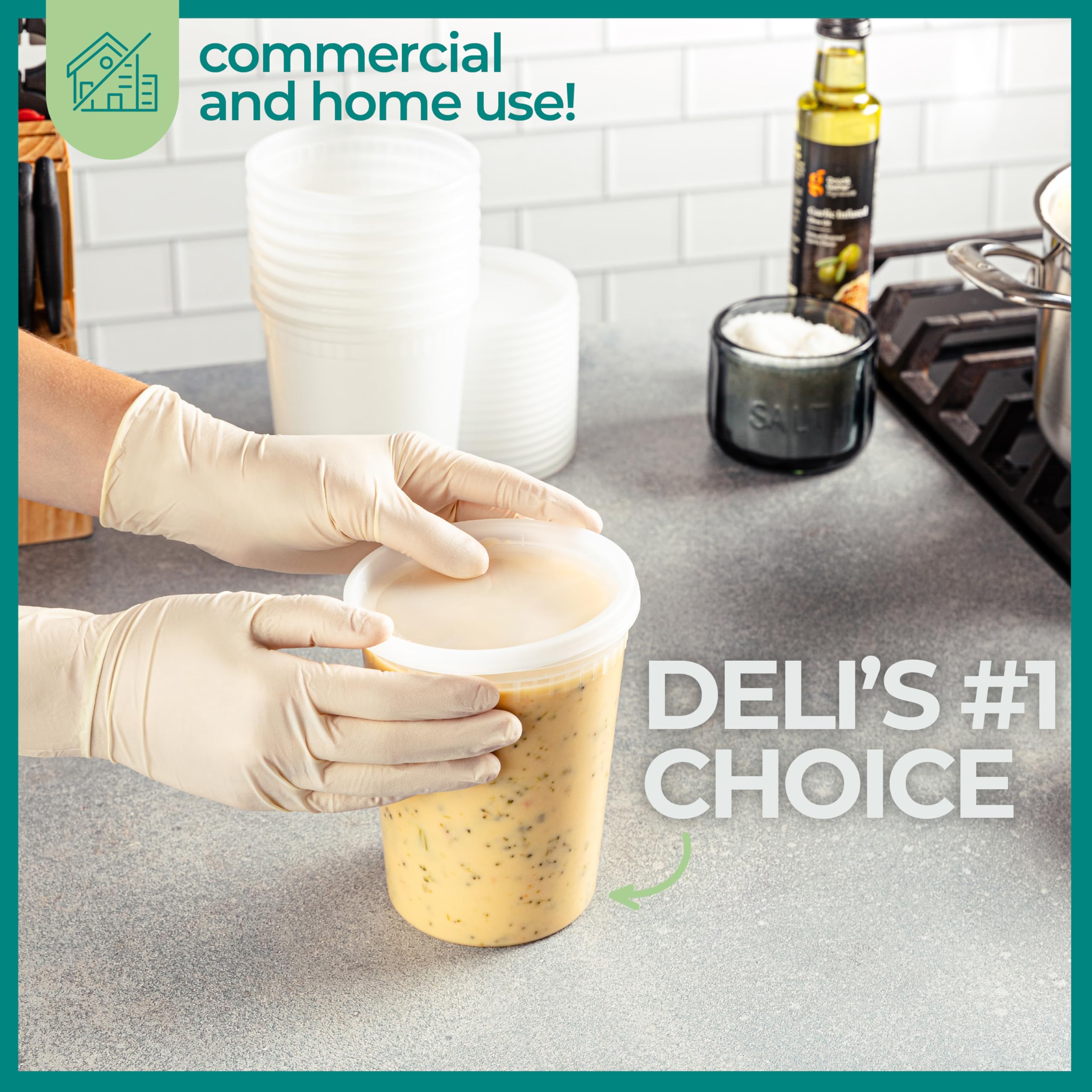 JoyServe Deli Food Containers with Lids - 32 Oz Quart Size & 24-16 Oz Pint Size Airtight Food Storage Takeout Meal Prep Containers with 54 Lids, BPA-Free, Dishwasher, Microwave Safe