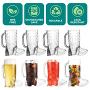 JoyServe Cowboy Boot Cups - (Pack of 6) 17oz Cowboy and Cowgirl Drink Mugs, Reusable BPA-Free Plastic Mug with Handle for Western Themed Rodeo Birthday Party Decorations and Supplies