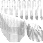 6 oz Clear Plastic Dessert Bowls (16 Pcs) with (8) Scoops and (8) Tongs, Angled Hard Disposable Ice Cream Bar Cups and Candy Buffet Containers Set for Serving Food, Appetizers, Buffets, Party Supplies