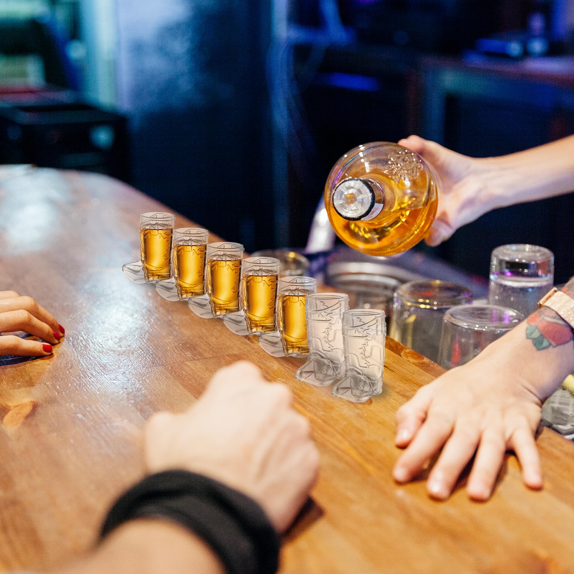 JoyServe Cowboy Boot Cups - 17oz Cowboy and Cowgirl Drink Mugs, Reusable BPA-Free Plastic Mug with Handle for Western Themed Rodeo Birthday Party Decorations and Supplies