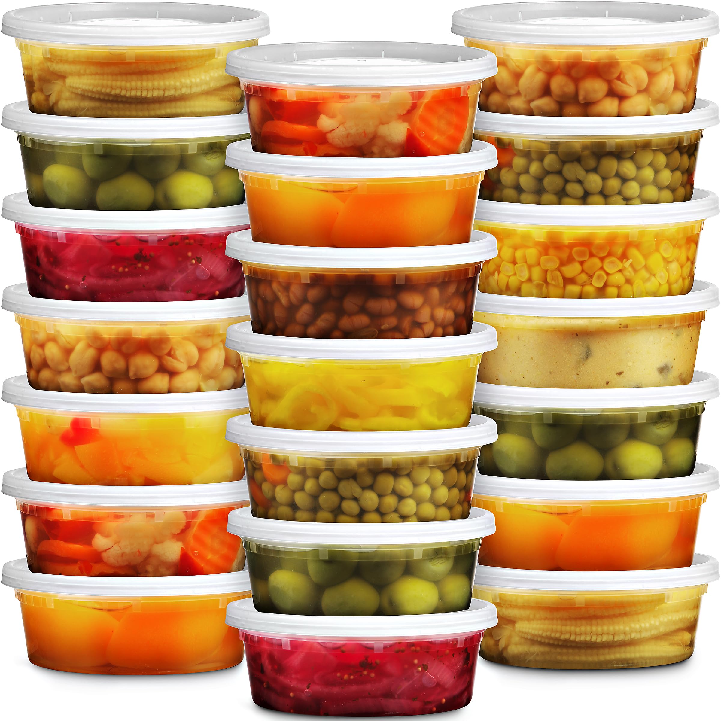 JoyServe Deli Food Containers with Lids - 8 oz 60 Sets- Ideal for Food, Snacks, Takeout, Meal Prep - 1 Cup Small Durable Clear Containers for Food - Stackable and Durable, Dishwasher & Microwave Safe