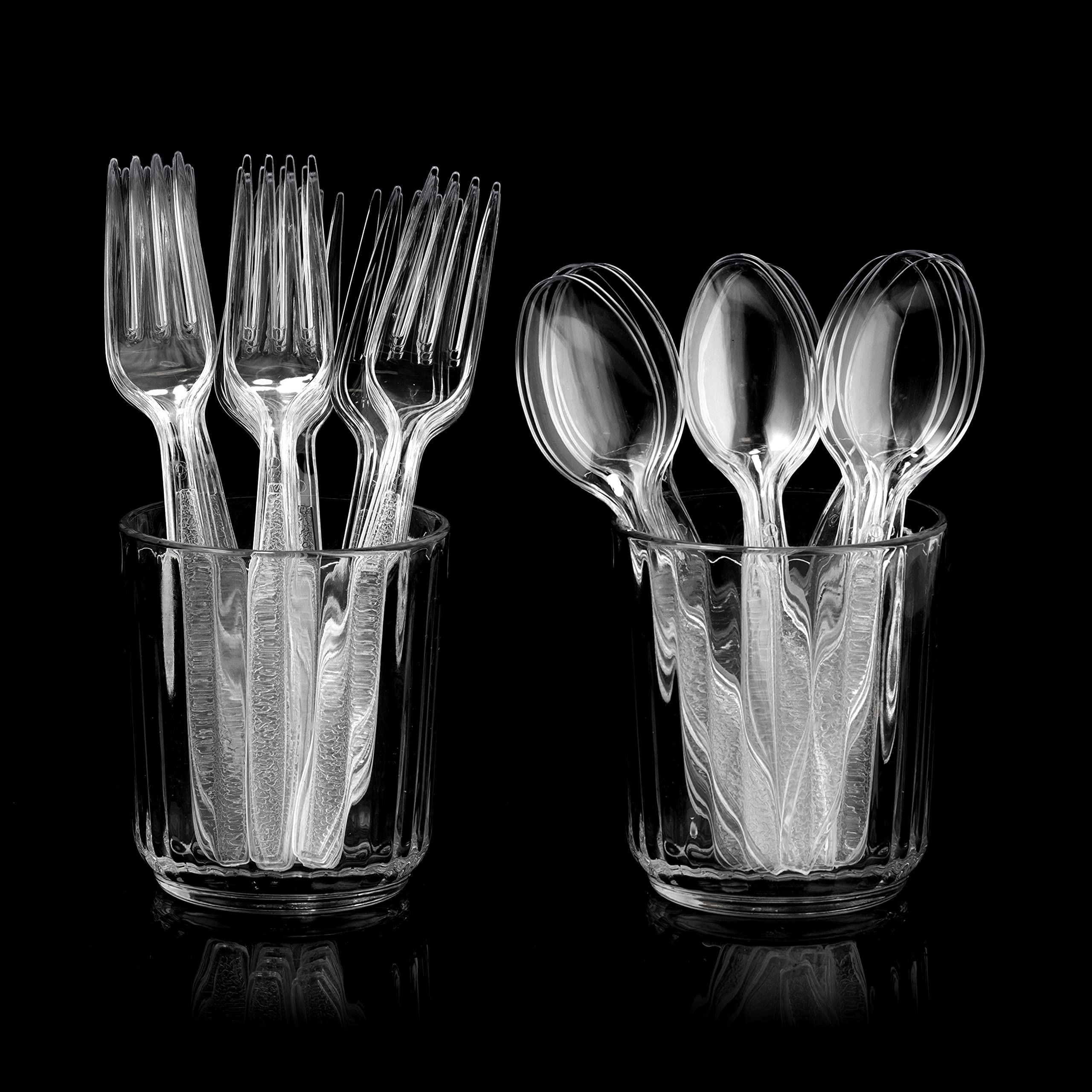 Plastic Forks and Spoons Set - (Bulk Pack 360 Pcs) Clear Plastic Cutlery Utensils Heavy Duty, 180 Forks and 180 Spoons, Silverware Sets for Party Supplies, Dinners, Take-Out, Catering, Food Services