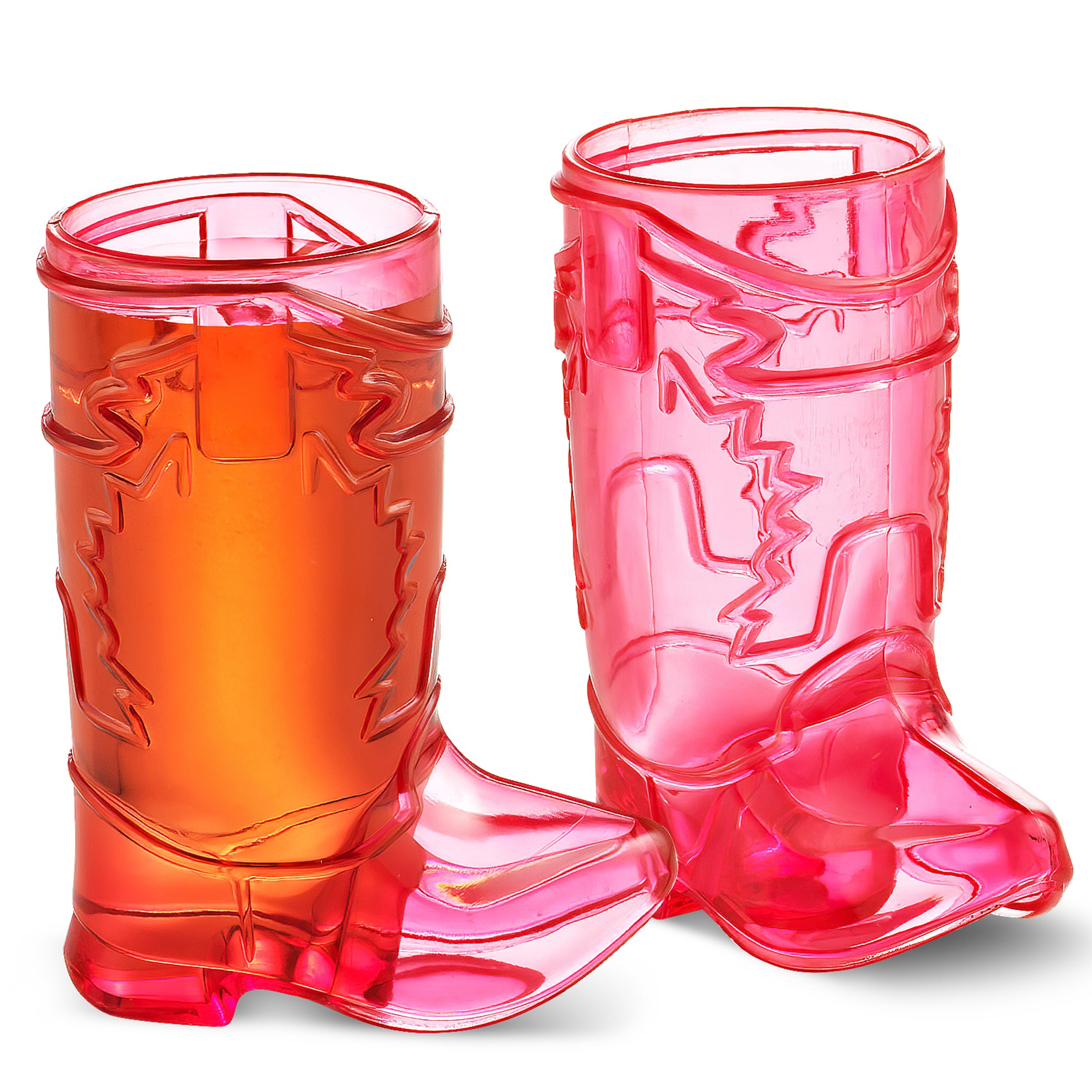 JoyServe 24 Mini Boot Shot Glasses, 1 oz Reusable and Disposable Pink Plastic Shot Cups, for Cowboy Cowgirl Themed Parties, Decorations, Bachelorette Party Favors, Pink