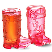 JoyServe 24 Mini Boot Shot Glasses, 1 oz Reusable and Disposable Pink Plastic Shot Cups, for Cowboy Cowgirl Themed Parties, Decorations, Bachelorette Party Favors, Pink