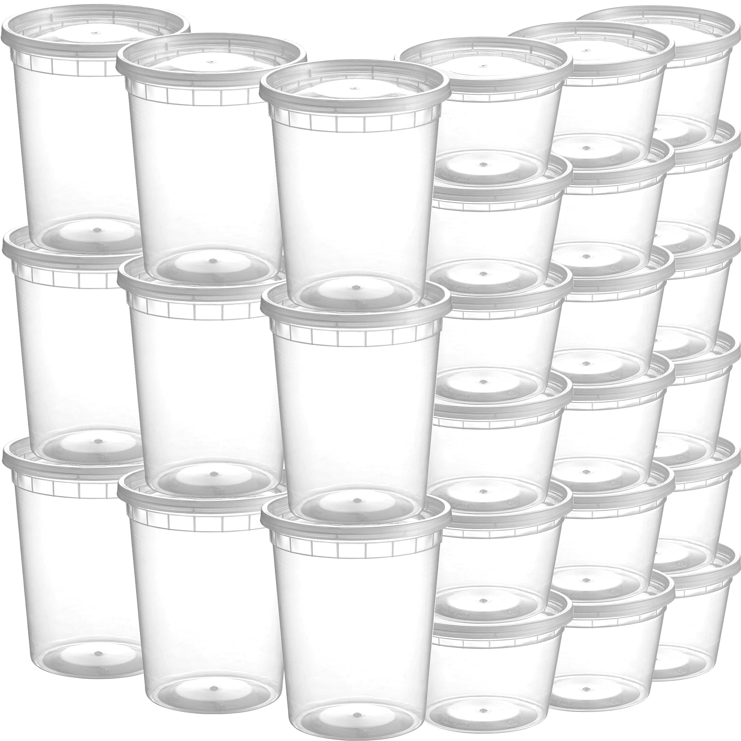 JoyServe Deli Food Containers with Lids - 32 Oz Quart Size & 24-16 Oz Pint Size Airtight Food Storage Takeout Meal Prep Containers with 54 Lids, BPA-Free, Dishwasher, Microwave Safe