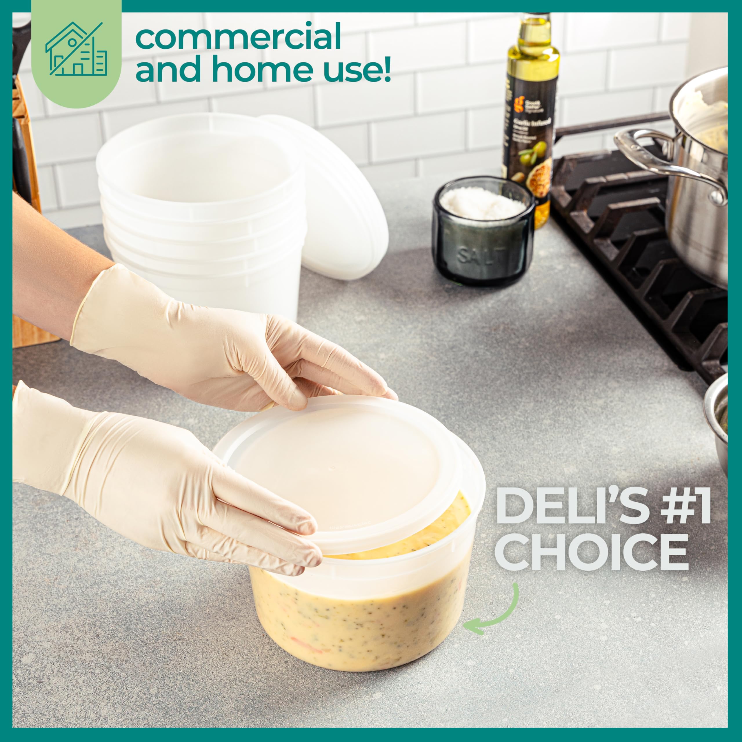 Deli Food Containers with Lids - 8 oz or 32oz for Food, Snacks, Takeout, Meal Prep - 1 Cup Small Durable Clear Containers for Food - Stackable and Durable, Freezer, Dishwasher & Microwave Safe