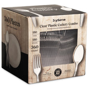 Clear Plastic Cutlery Set - (Bulk Case Pack of 1440 Pcs) Plastic Utensils Heavy Duty, 720 Forks and 720 Spoons, Silverware Sets for Party Supplies, Dinners, Take-Out, Catering, Food Services