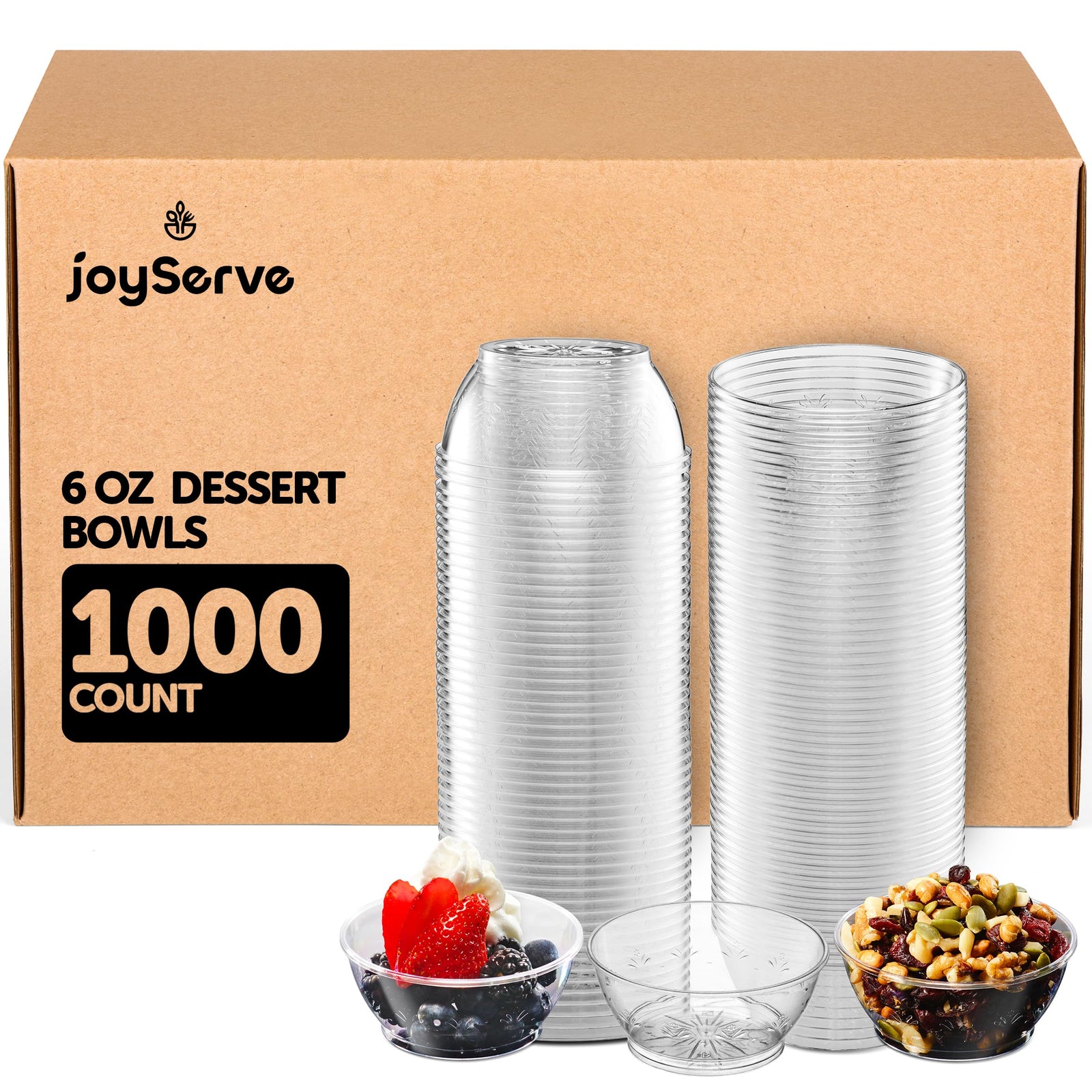 Clear Mini Plastic Bowls - (Bulk Case Pack of 1000) 6 Oz Disposable Premium Hard Plastic Dessert Bowls for Serving, Weddings, Catering, Parties, Ice Cream, Salsa, Home or Event Party Supplies