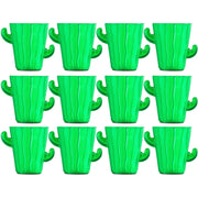 Cactus Plastic Shot Glasses - (Pack of 12) 2-Oz Shot Glasses Funny Cute Novelty Set for Bachelorette, Western, Cinco de Mayo, Tequila, Fiesta Themed Party Supplies, BPA-Free, Dishwasher-Safe, Green