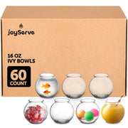 JoyServe 16 Oz Plastic Fish Bowl (60 Pack) 4 Inch Heavy Duty Plastic Ivy Bowls, for Candy, Carnival Games, Prizes, Centerpieces and Party Decoration Supplies, BPA-Free