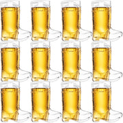 Cowboy Boot Shot Glasses - (Dozen Pack of 12) Mini Reusable and Disposable Clear Plastic Shot Glass Cups for Themed Birthday Parties Decorations and Cowboy Bachelorette Party Favors, Holds 1-Oz