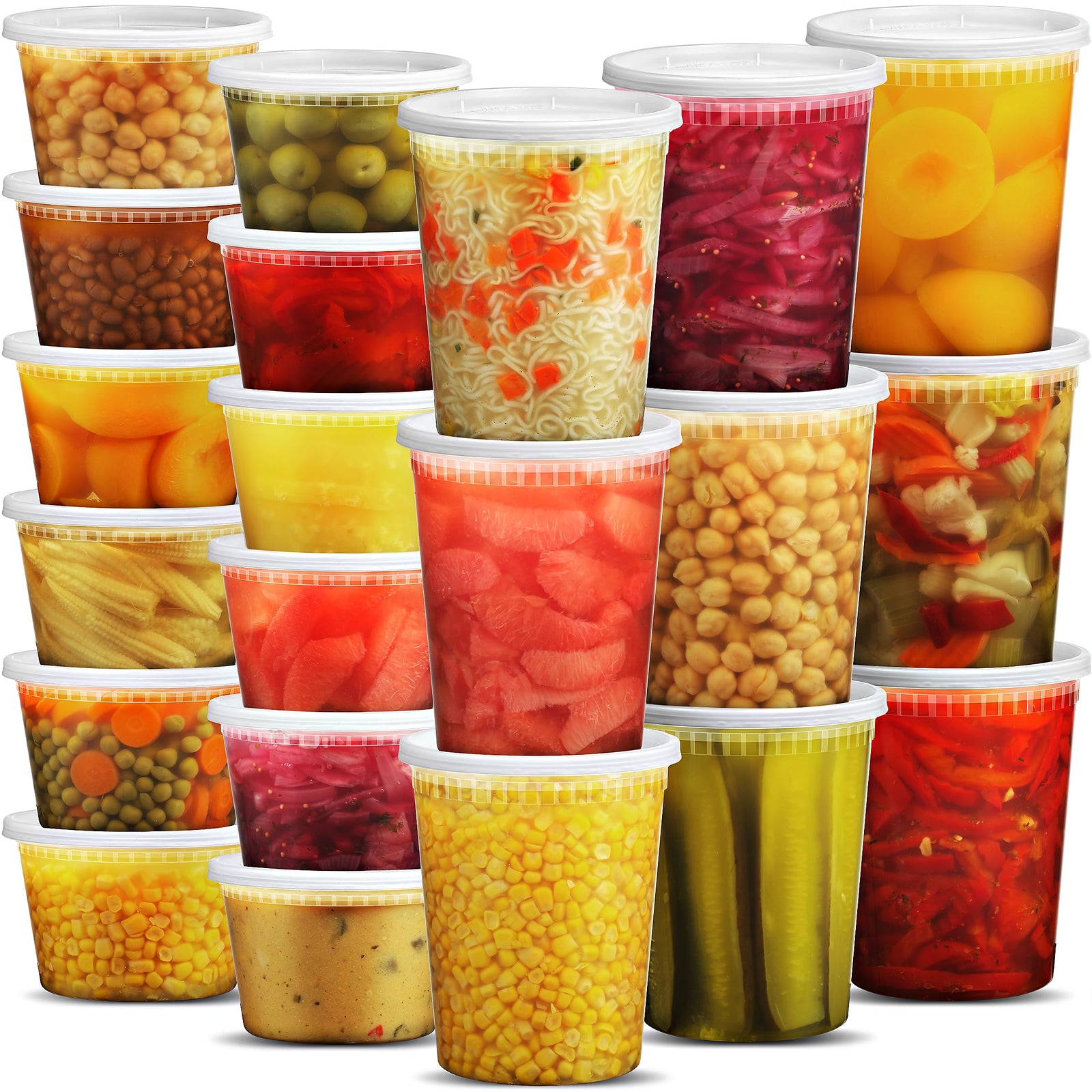 JoyServe Deli Food Storage Containers with Lids - (48 Sets) 24-32 Oz Quart Size & 24-16 Oz Pint Size Plastic Airtight Takeout Meal Prep Storage, BPA-Free, Dishwasher, Microwave Safe