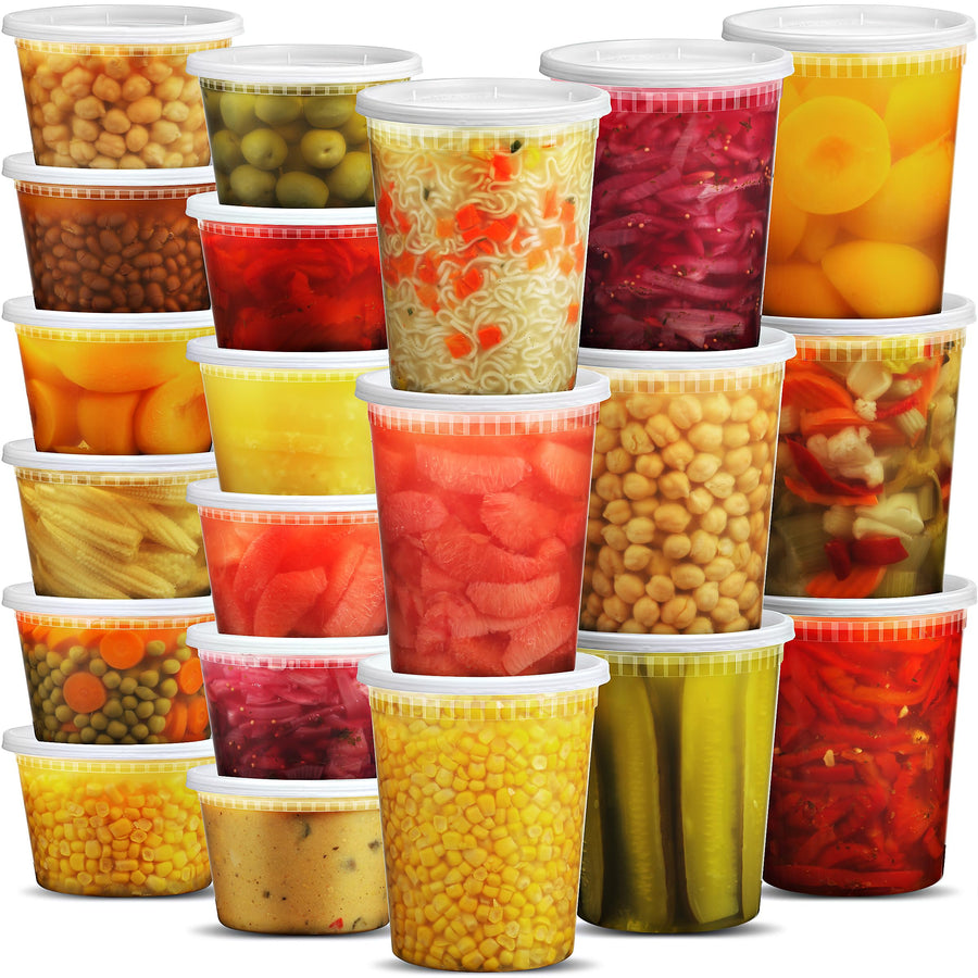 JoyServe Deli Food Containers with Lids - (144 Sets) Bulk Case of 72-32 Oz Quarts & 72-16 Oz Pints Airtight Food Storage Takeout Meal Prep Containers, BPA-Free, Dishwasher, Microwave Safe