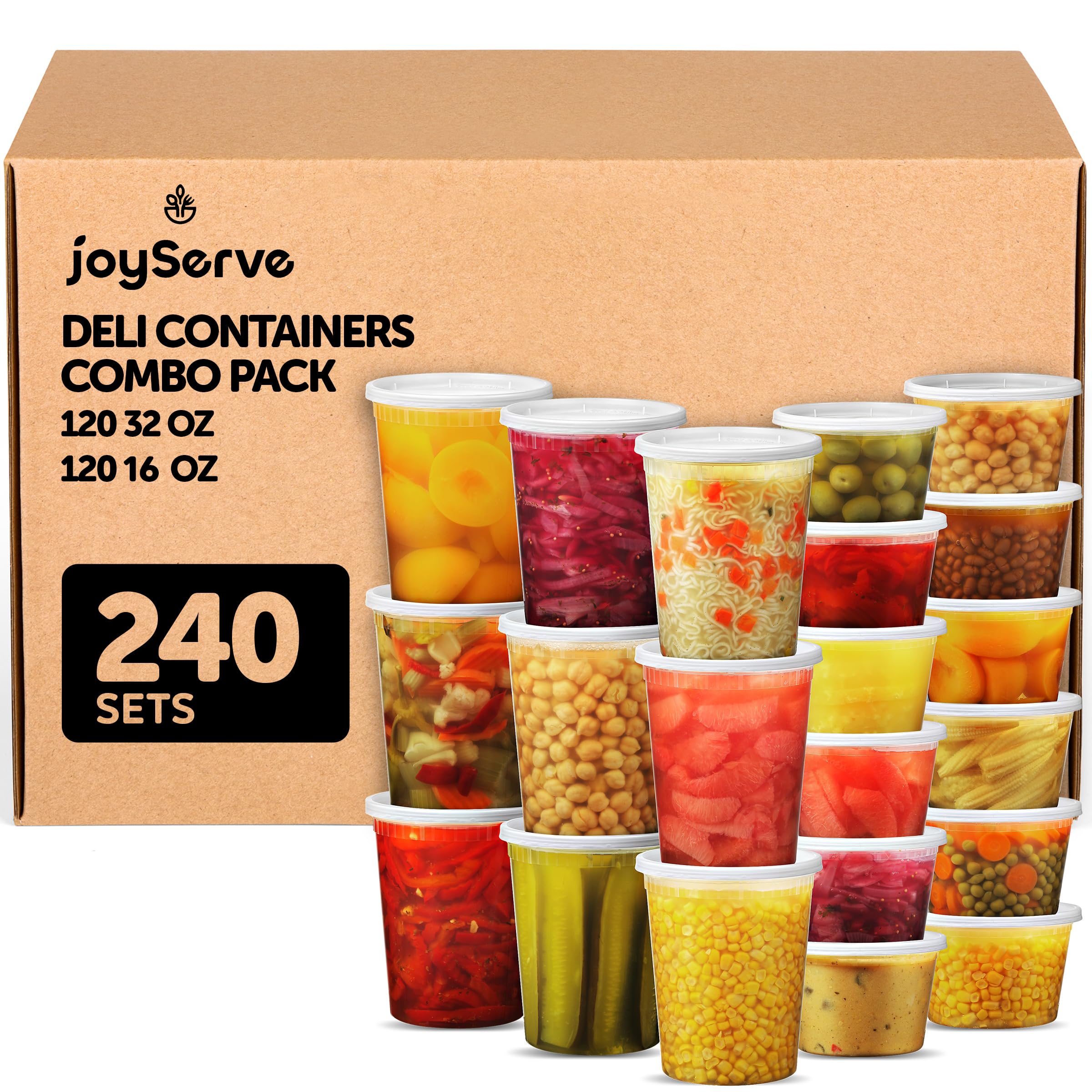 JoyServe Deli Food Containers with Lids - 32 Oz Quart Size & 24-16 Oz Pint Size Airtight Food Storage Takeout Meal Prep Containers with 54 Lids, BPA-Free, Dishwasher, Microwave Safe