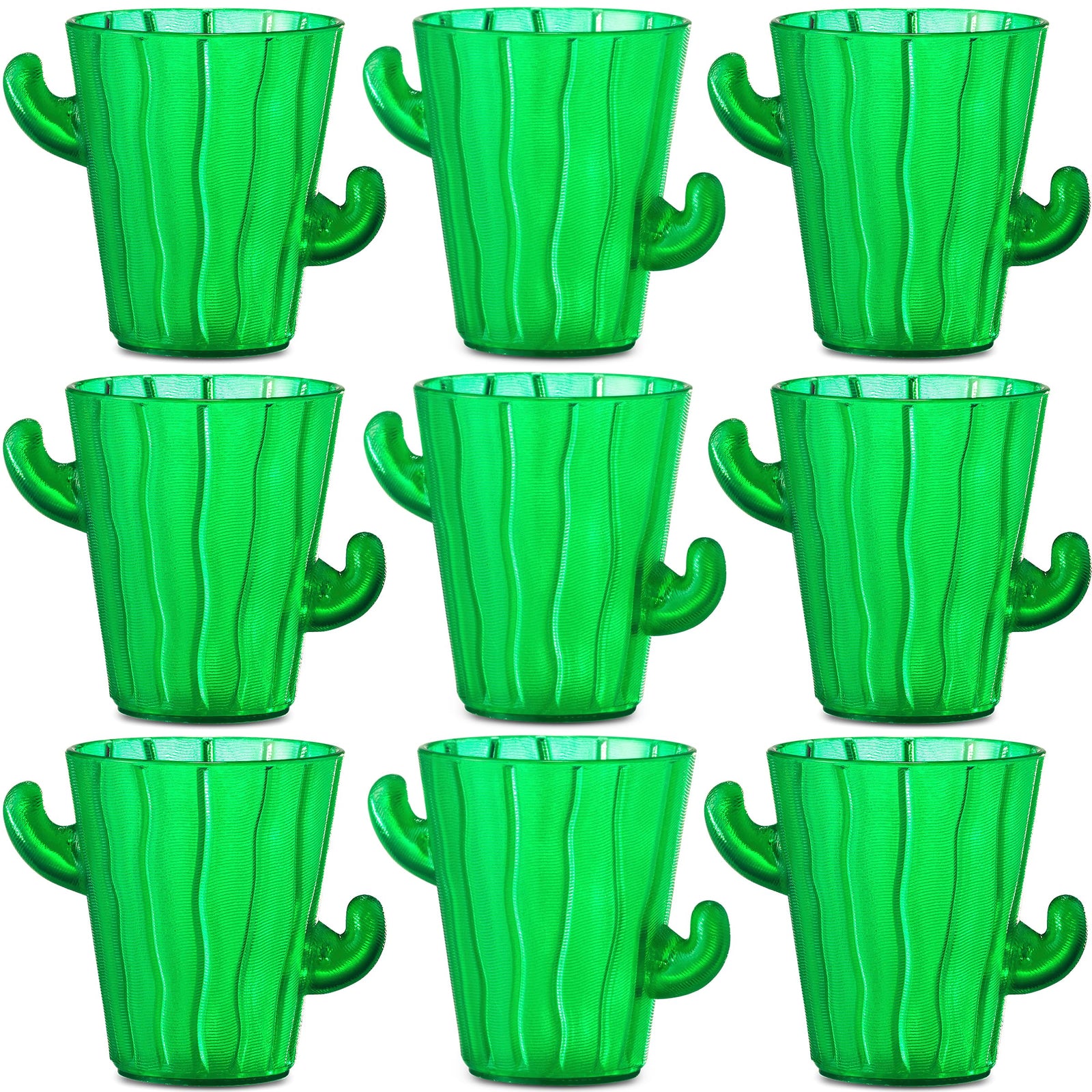 Cactus Plastic Shot Glasses - (Pack of 48) 2-Oz Shot Glasses Funny Cute Novelty Set for Bachelorette, Western, Cinco de Mayo, Tequila, Fiesta Themed Party Supplies, BPA-Free, Dishwasher-Safe, Green