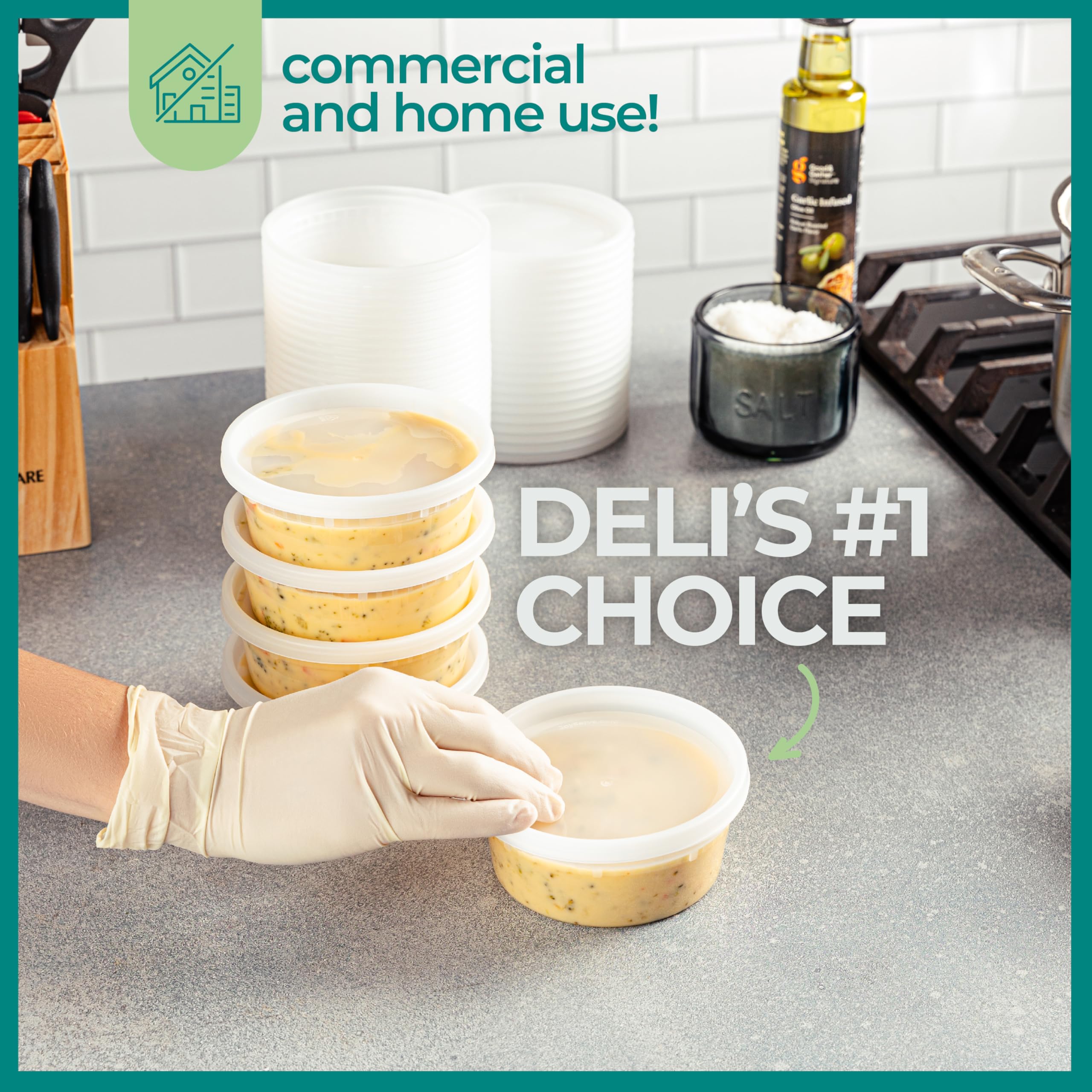 JoyServe Deli Food Containers with Lids - 8 oz 60 Sets- Ideal for Food, Snacks, Takeout, Meal Prep - 1 Cup Small Durable Clear Containers for Food - Stackable and Durable, Dishwasher & Microwave Safe