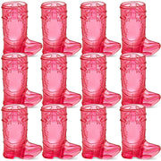 JoyServe 24 Mini Boot Shot Glasses, 1 oz Reusable and Disposable Pink Plastic Shot Cups, for Cowboy Cowgirl Themed Parties, Decorations, Bachelorette Party Favors, Pink