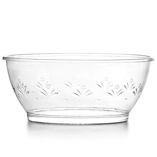 Reusable Clear Plastic Bowls - Disposable Hard Plastic Bowls Medium Dessert Bowls - Great for Weddings, Serving, Catering, Ice Cream, Event or Home
